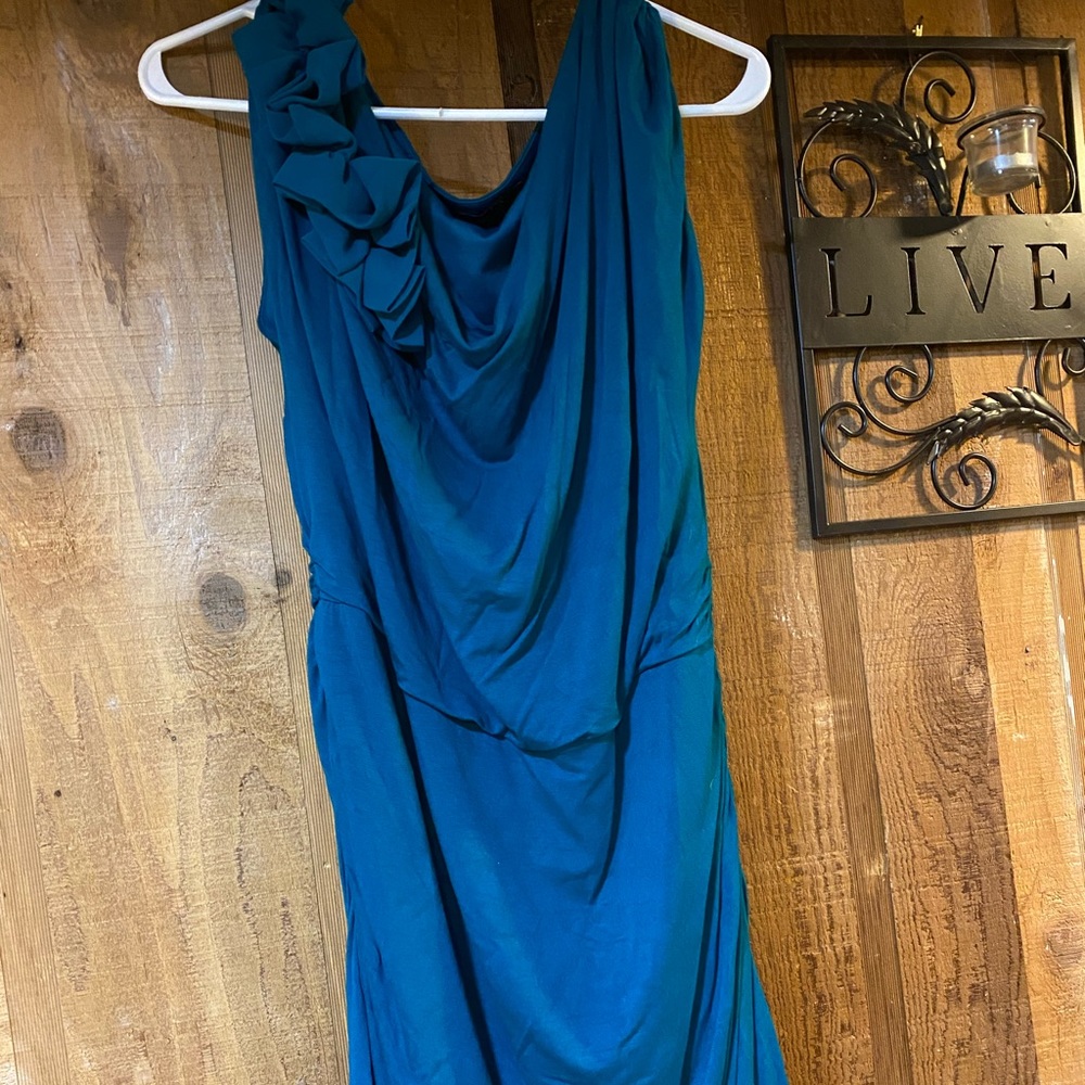 Used, The Limited, teal cowl neck dress w/ ruching